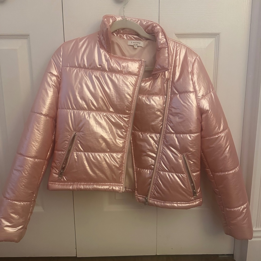 J Society Metallic Pink Puffer